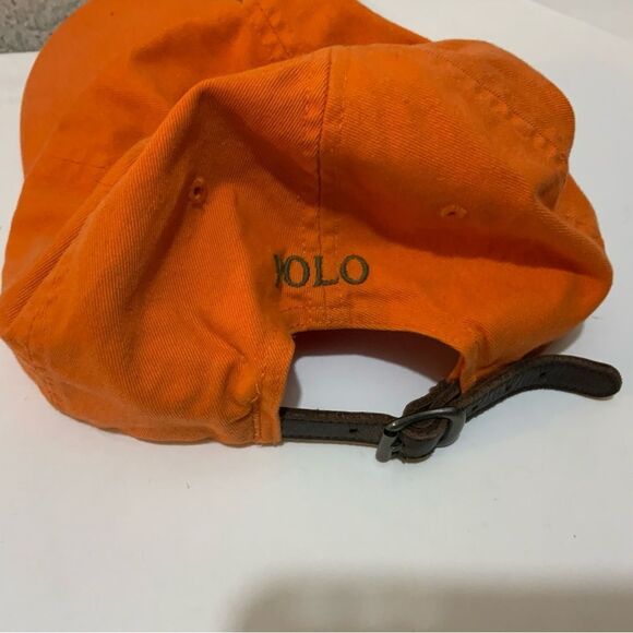 Ralph Lauren Polo orange Blue Pony Adjustable Strap Baseball Hat - Picture 2 of 5